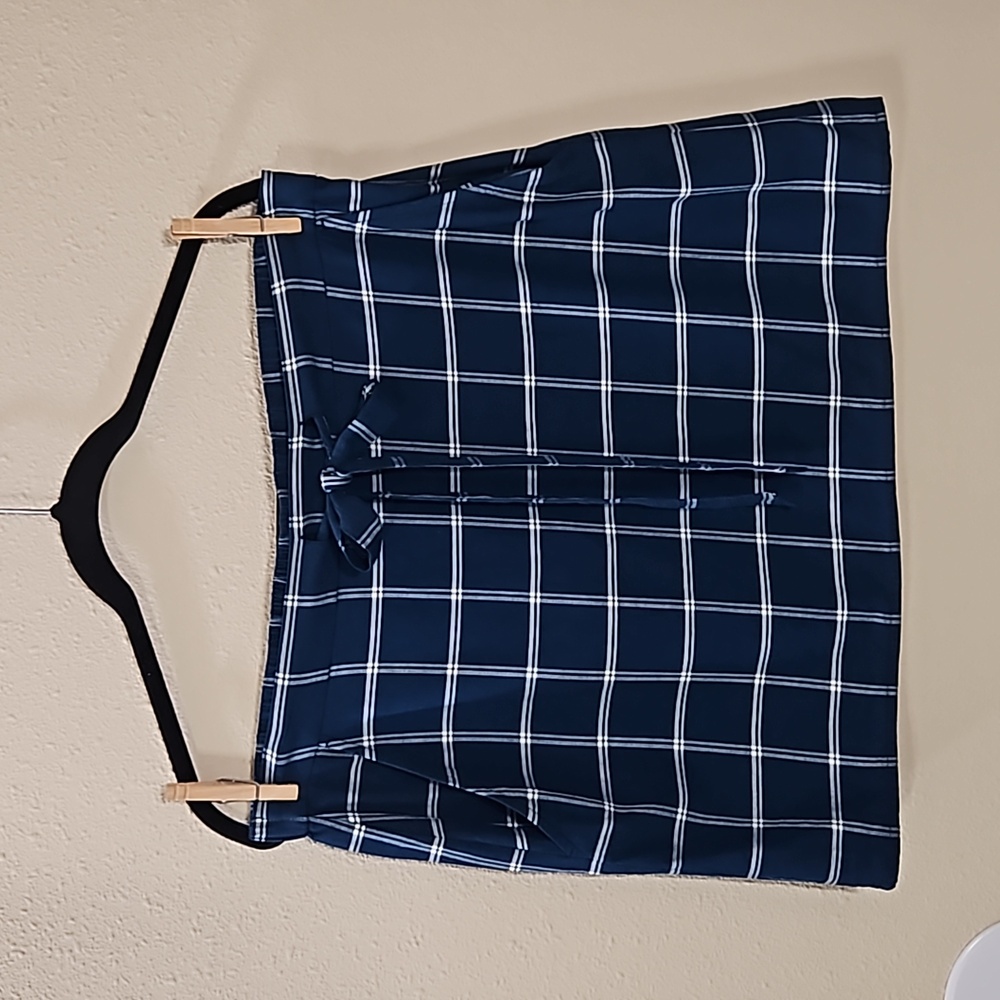 Draper James Blue and White Check Mini-Skirt Size Large